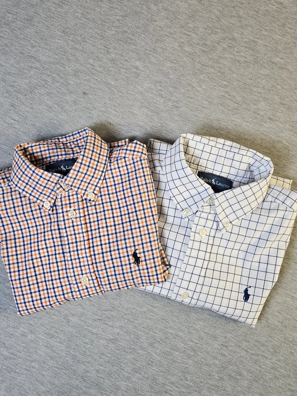 Bundle 2 pieces Ralph Lauren Dress Shirts Plaid & blue/white Boys size 7
